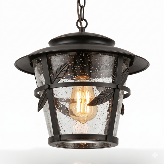 Elsewedy Outdoor Hanging Lantern - Rustic Bronze Waterproof E27 Pendant Light (1050-1H)