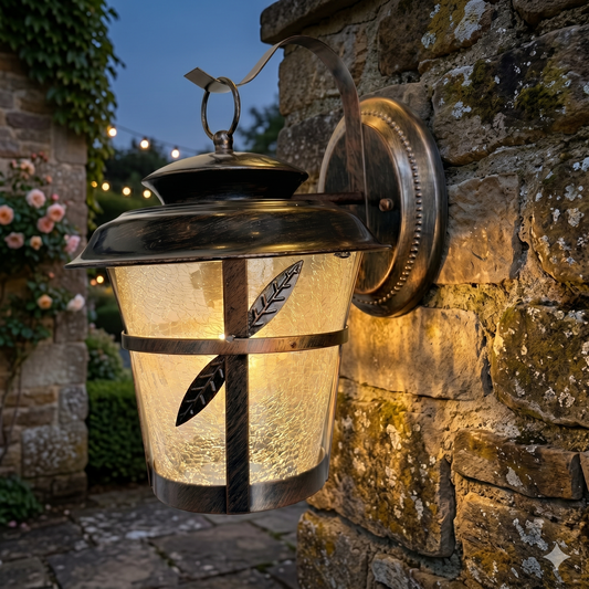 Elsewedy Bronze & Black Modern Garden Wall Sconce - IP44 Waterproof Farmhouse Lantern with Clear Glass (1050-1W)