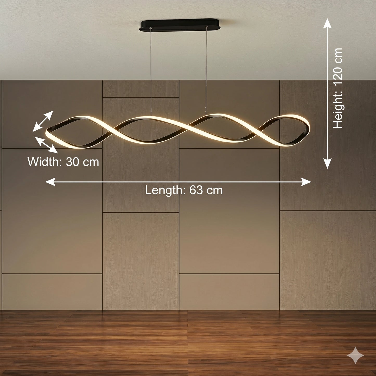 Elsewedy Chrome Modern LED Pendant Light - Adjustable Linear Hanging Fixture (23119-D01A)