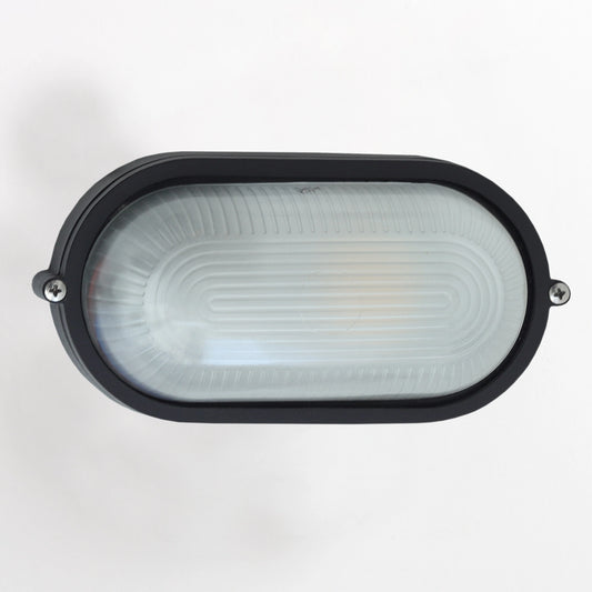 Egylux Black Nautical Grid Bulkhead Light - IP54 Waterproof E27 Wall & Ceiling Flush Mount Lamp (3022B-EGX)