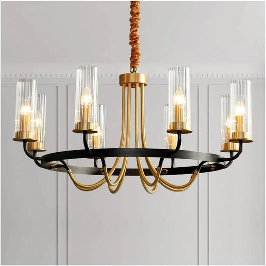 Elsewedy 8-Light Copper & Black Modern Chandelier - Luxury Glass Sphere E14 Pendant (7516-8)