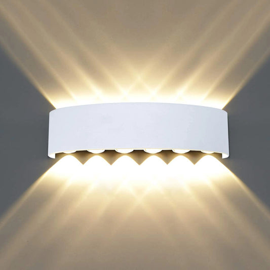 Elsewedy 12W White LED Up Down Wall Light - Large IP65 Waterproof Aluminum Outdoor Sconce (B2328-L-WH)