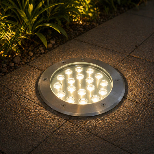 Elsewedy 18W In-Ground LED Garden Light - IP67 Waterproof 3000K Warm White Buried Landscape Lamp (Model D4069, Ø20x9cm)