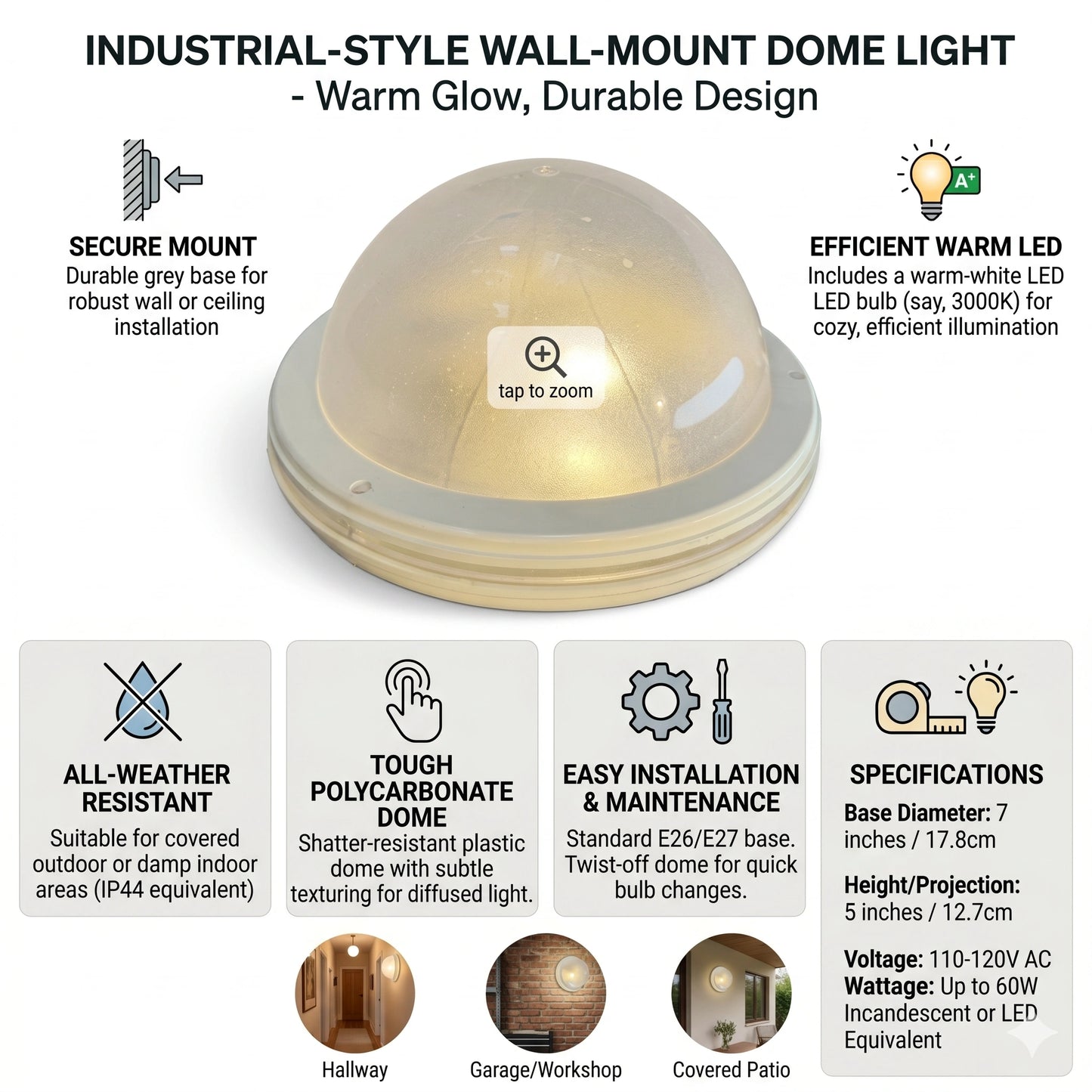 Egylux Rondo IP65 Waterproof Flush Mount Ceiling Light - E27 White Modern Plafonnier for Bathroom & Kitchen by Elsewedy