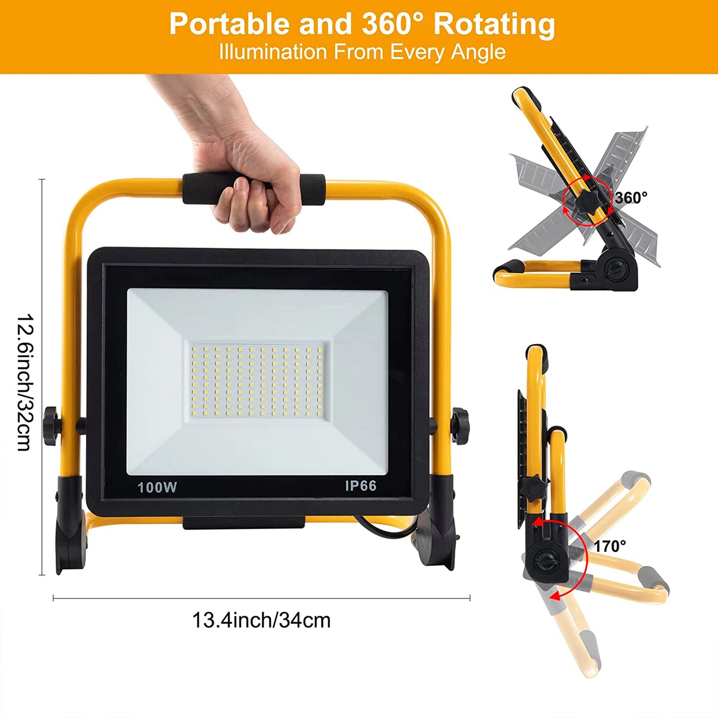 Elsewedy 200W Rechargeable COB LED Work Light - Portable Waterproof Outdoor Floodlight for Camping & Emergency (YMTGD5)