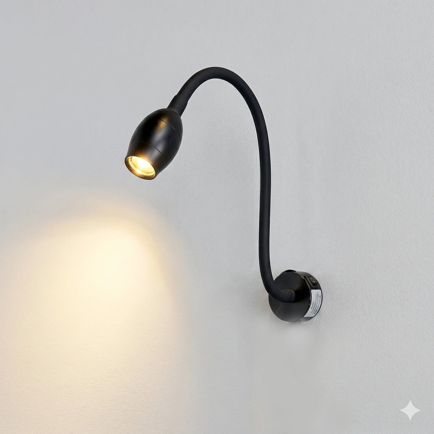 Elsewedy 3W Flexible LED Bedside Reading Light - 3000K Warm White Wall Mounted Study Lamp with Base Switch (06B-MC)