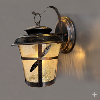 Elsewedy Bronze & Black Modern Garden Wall Sconce - IP44 Waterproof Farmhouse Lantern with Clear Glass (1050-1W)