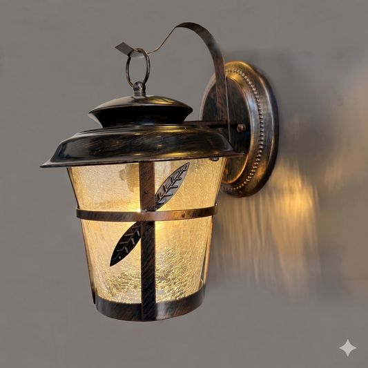 Elsewedy Bronze & Black Modern Garden Wall Sconce - IP44 Waterproof Farmhouse Lantern with Clear Glass (1050-1W)