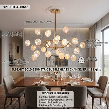 Elsewedy 18-Light Gold Branch Chandelier - Modern G4 LED Semi Flush Mount (1219/18)