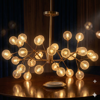 Elsewedy 18-Light Gold Branch Chandelier - Modern G4 LED Semi Flush Mount (1219/18)