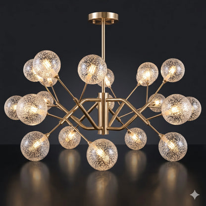 Elsewedy 18-Light Gold Branch Chandelier - Modern G4 LED Semi Flush Mount (1219/18)
