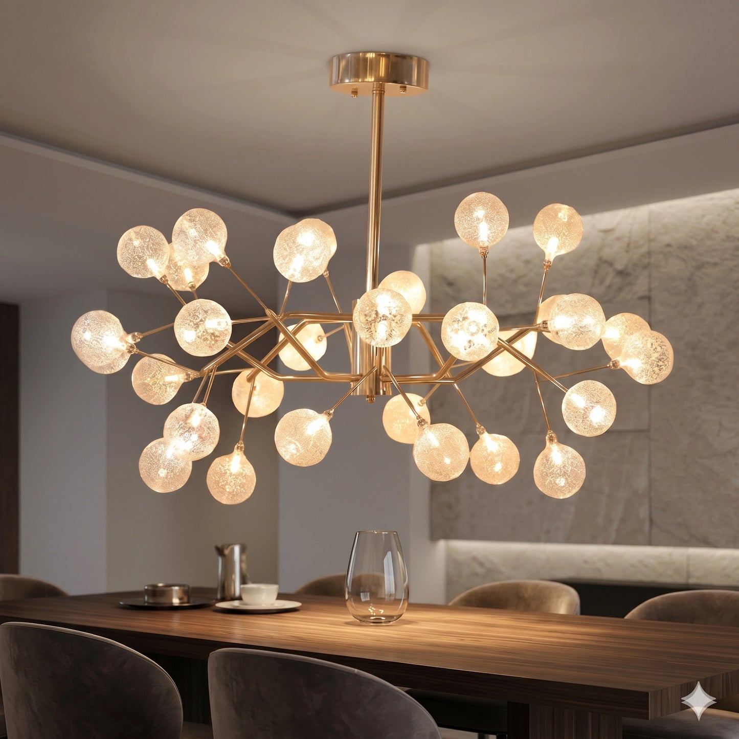 Elsewedy 18-Light Gold Branch Chandelier - Modern G4 LED Semi Flush Mount (1219/18)