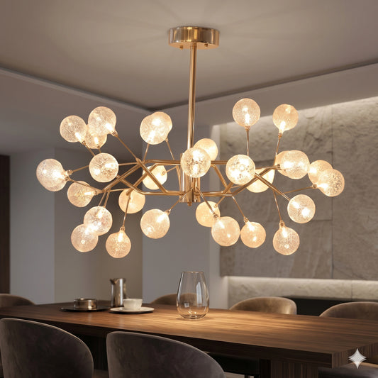 Elsewedy 18-Light Gold Branch Chandelier - Modern G4 LED Semi Flush Mount (1219/18)