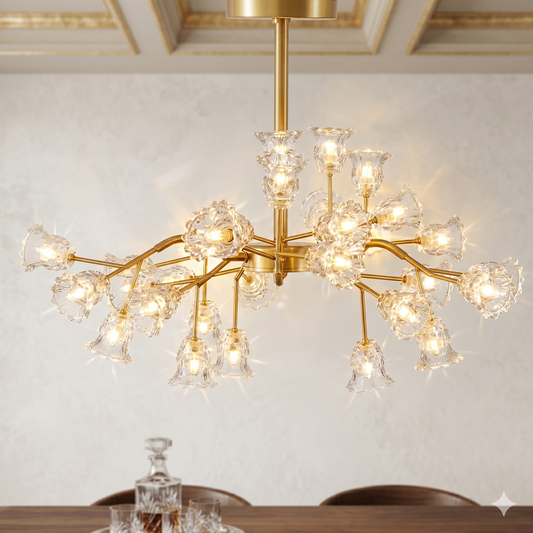 Elsewedy 30-Light G4 LED Ceiling Light - Large Gold Semi Flush Mount (1253/30)