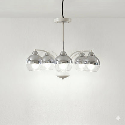 Elsewedy 8-Light Chrome Sputnik Chandelier - Glass Globe Mid-Century Pendant (1302/8)