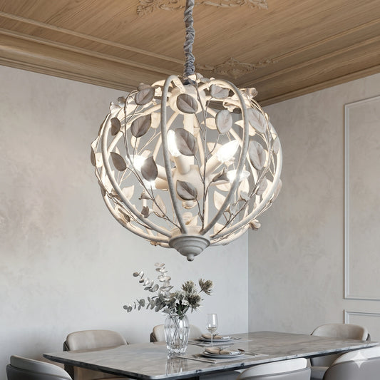 Elsewedy 6-Light Industrial Globe Pendant - Vintage Sphere Metal Chandelier for Kitchen & Dining (130506)