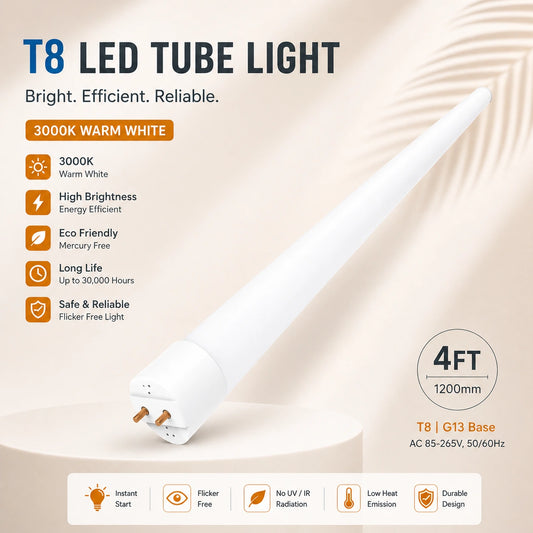 Elsewedy 4ft T8 LED Tube Light - 18W Plug & Play Type A Fluorescent Replacement (T8/T12 Compatible, 3000K)