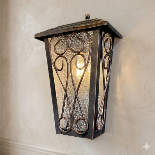 Elsewedy Vintage 1-Light Garden Wall Sconce - Brown & Black IP44 Waterproof Exterior Light with Clear Glass (2002-1WS)