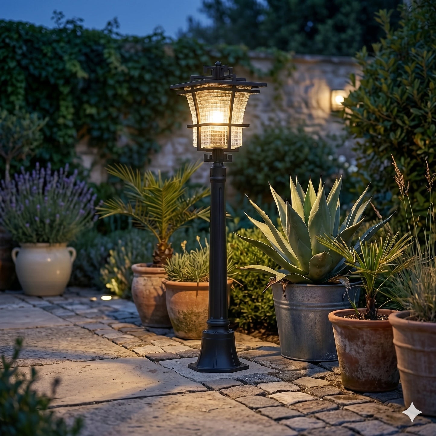 Elsewedy 1.1m Traditional Garden Bollard - IP44 Waterproof Aluminum & Glass Outdoor Post Light (W24 x H110 cm)
