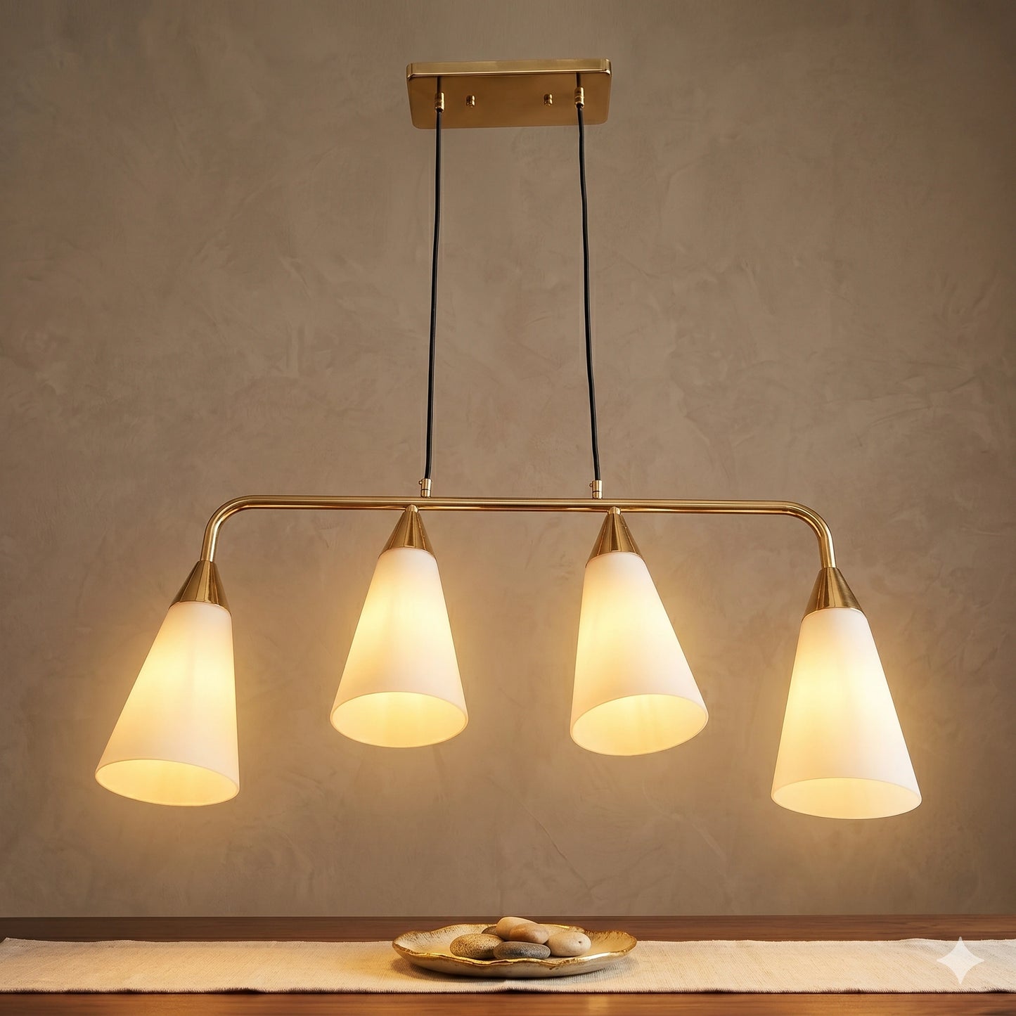 Elsewedy 4-Light White & Gold Pendant - Industrial Iron & Glass Chandelier for Restaurants (2066/4)
