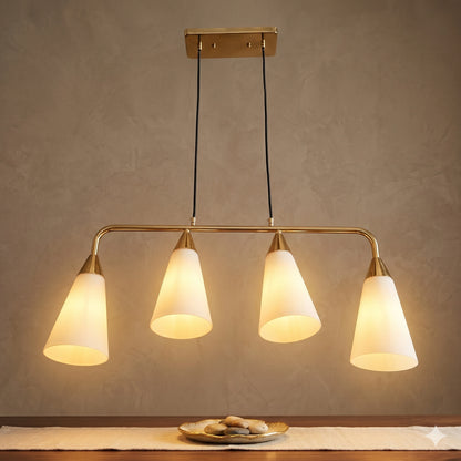 Elsewedy 4-Light White & Gold Pendant - Industrial Iron & Glass Chandelier for Restaurants (2066/4)