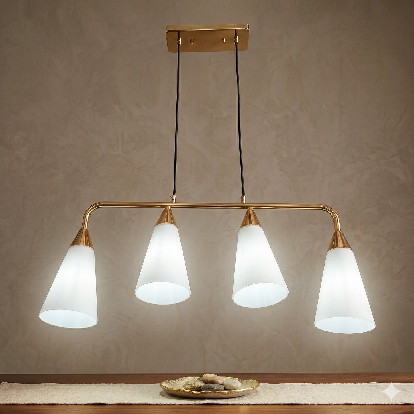 Elsewedy 4-Light White & Gold Pendant - Industrial Iron & Glass Chandelier for Restaurants (2066/4)