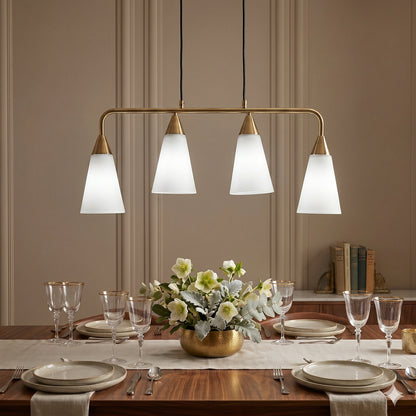 Elsewedy 4-Light White & Gold Pendant - Industrial Iron & Glass Chandelier for Restaurants (2066/4)