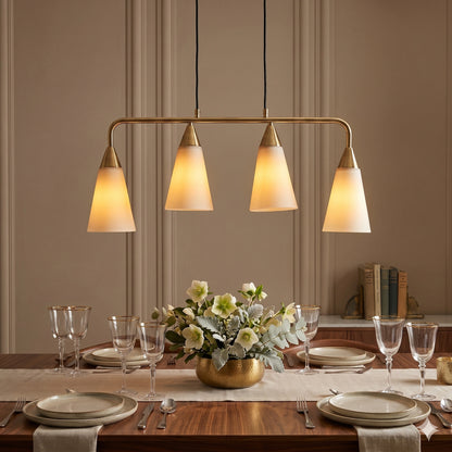 Elsewedy 4-Light White & Gold Pendant - Industrial Iron & Glass Chandelier for Restaurants (2066/4)
