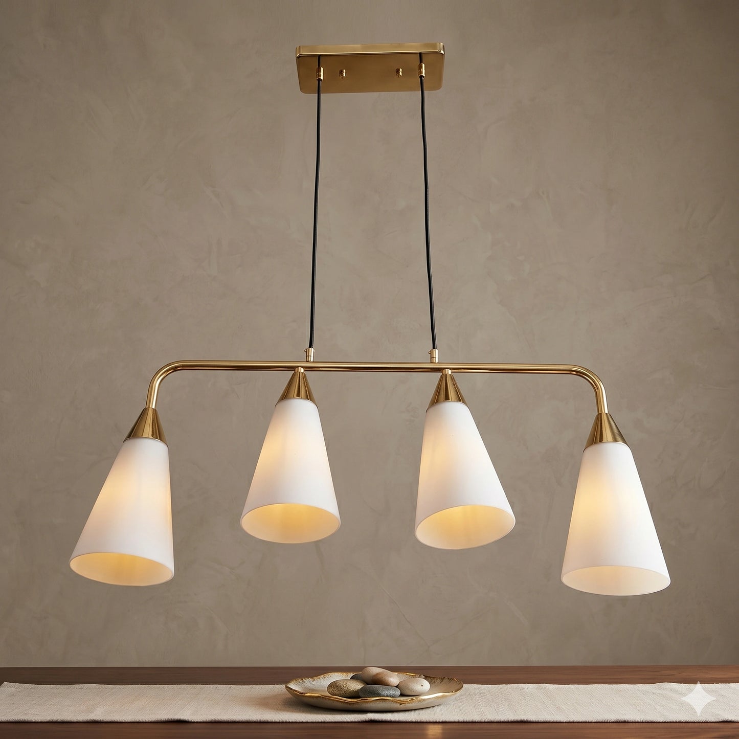 Elsewedy 4-Light White & Gold Pendant - Industrial Iron & Glass Chandelier for Restaurants (2066/4)