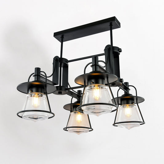 Elsewedy 4-Light Crystal Ceiling Fixture - Modern Semi Flush Mount (E27) 2075-4H