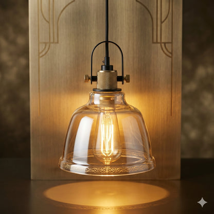 Elsewedy Nordic Amber Glass LED Pendant - Modern 3000K Adjustable Hanging Light (2109/1)