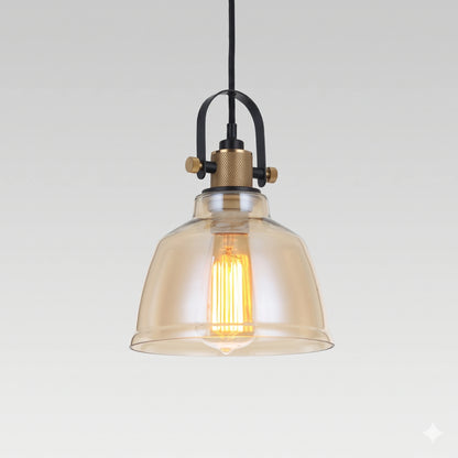 Elsewedy Nordic Amber Glass LED Pendant - Modern 3000K Adjustable Hanging Light (2109/1)