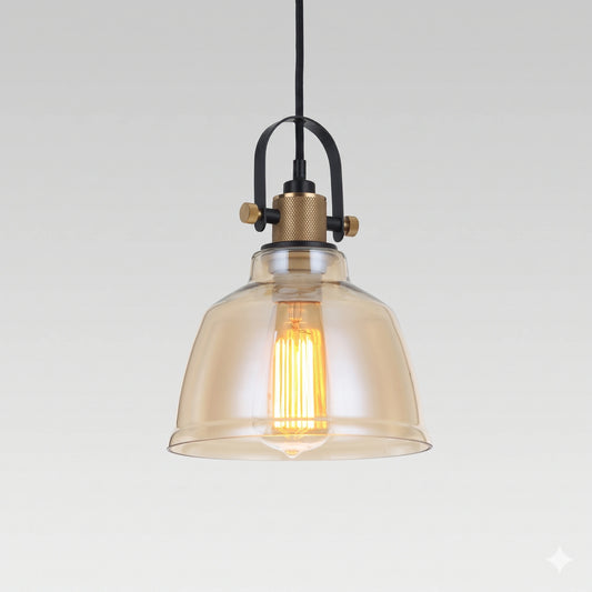 Elsewedy Nordic Amber Glass LED Pendant - Modern 3000K Adjustable Hanging Light (2109/1)