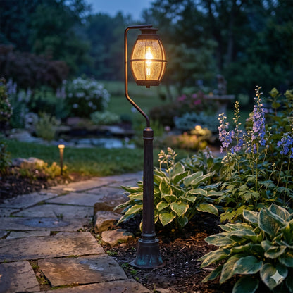 Elsewedy 2229-1FT Retro Garden Bollard - IP44 Waterproof Aluminum & Glass Outdoor Pathway Pillar Light (E27)