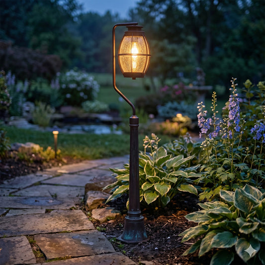 Elsewedy 2229-1FT Retro Garden Bollard - IP44 Waterproof Aluminum & Glass Outdoor Pathway Pillar Light (E27)