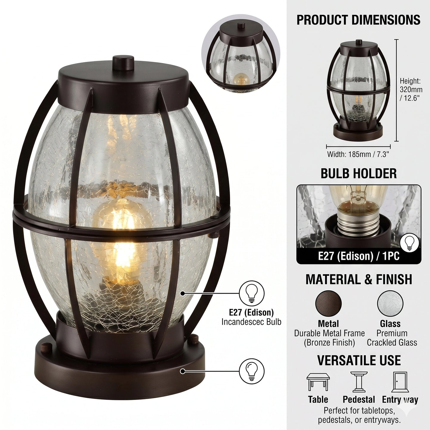 Elsewedy Retro Waterproof Gate Pillar Light - IP44 E27 Outdoor Fence Post Lamp for Villa & Community Gardens