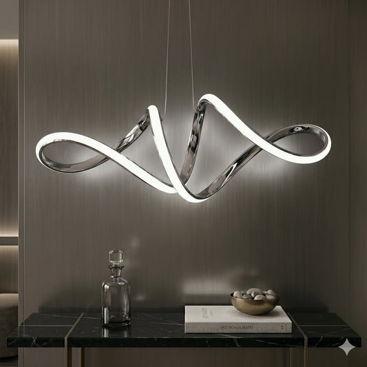 Elsewedy 30W LED Chrome Kitchen Island Pendant - Modern Adjustable Hanging Light (23116-D01A)