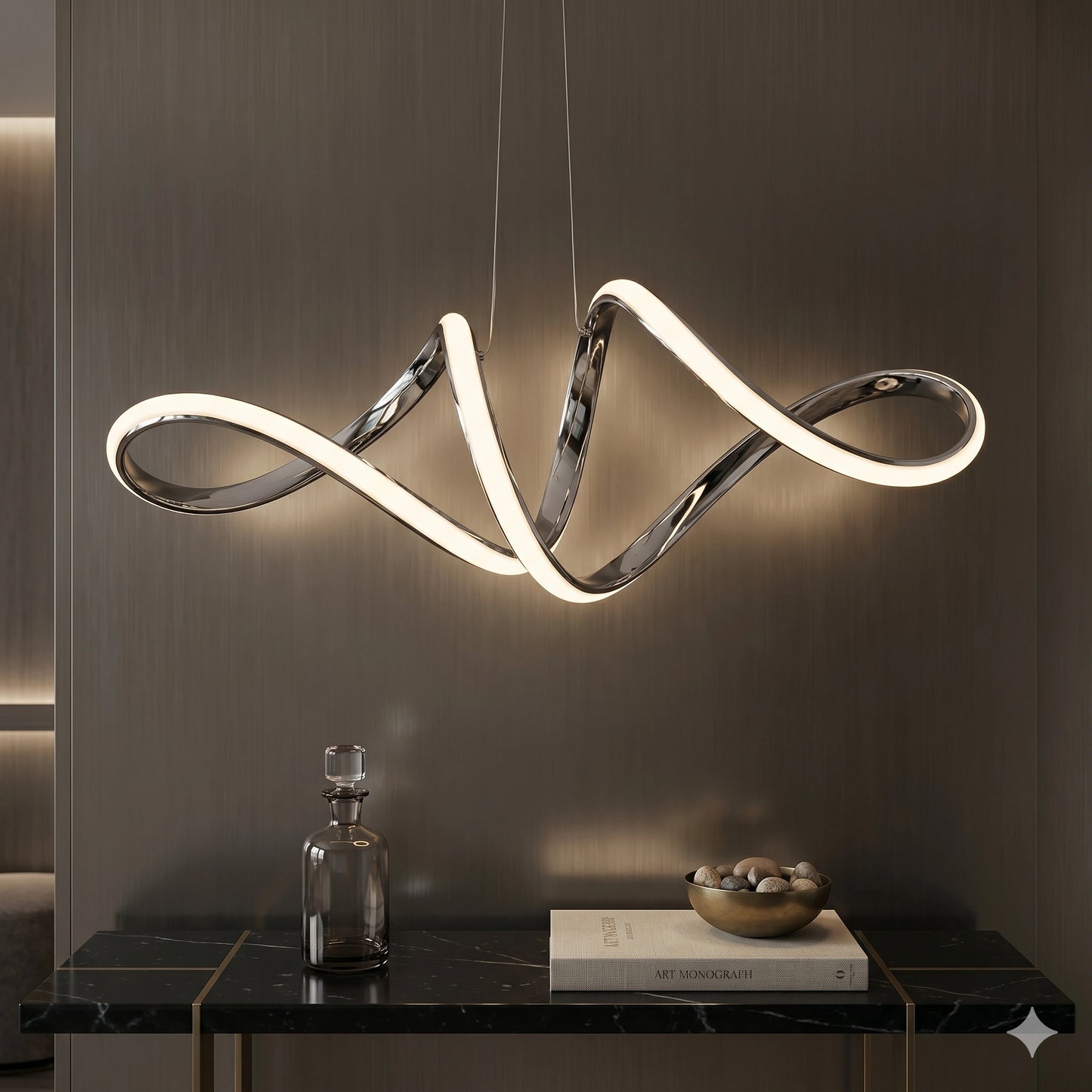 Elsewedy 30W LED Chrome Kitchen Island Pendant - Modern Adjustable Hanging Light (23116-D01A)