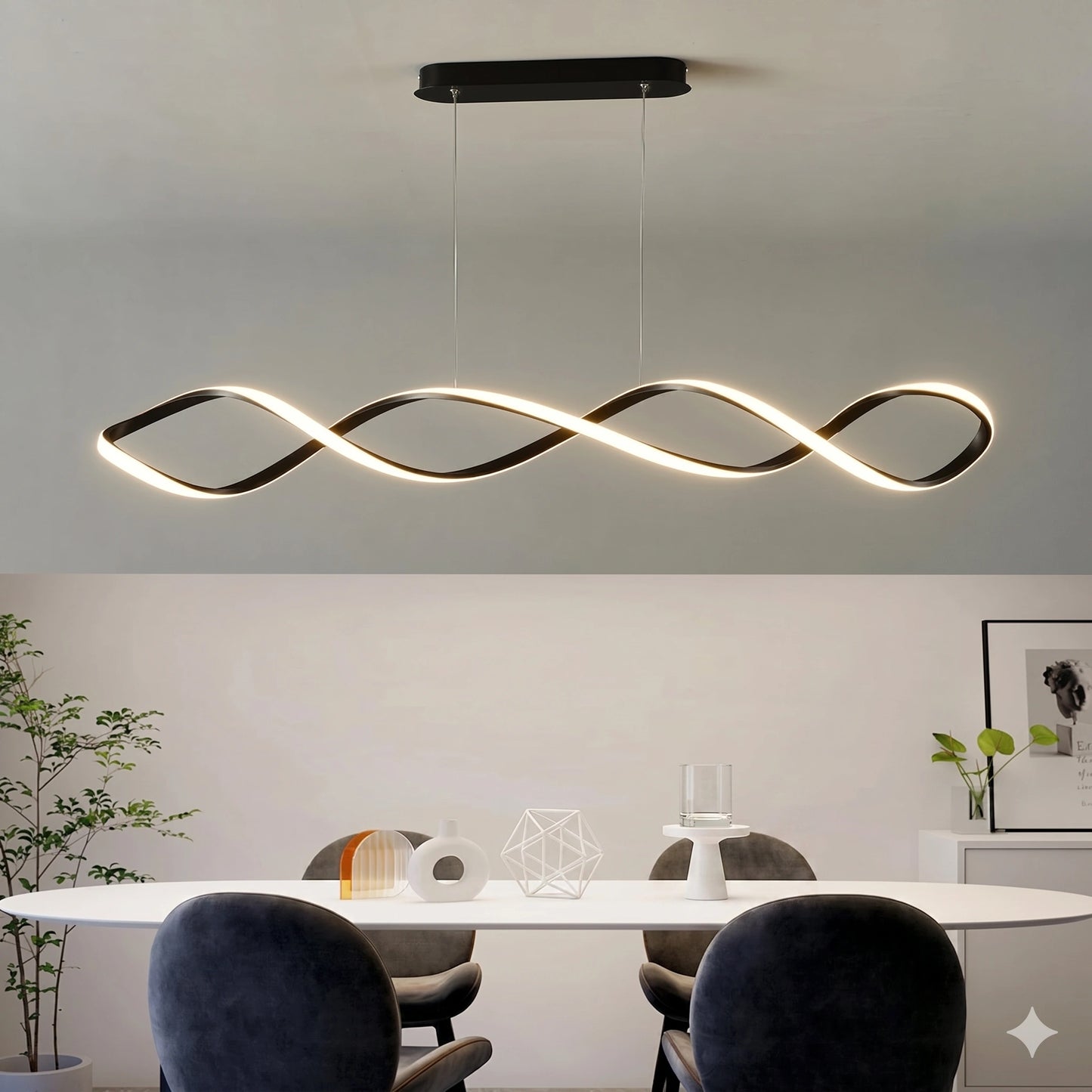 Elsewedy Chrome Modern LED Pendant Light - Adjustable Linear Hanging Fixture (23119-D01A)