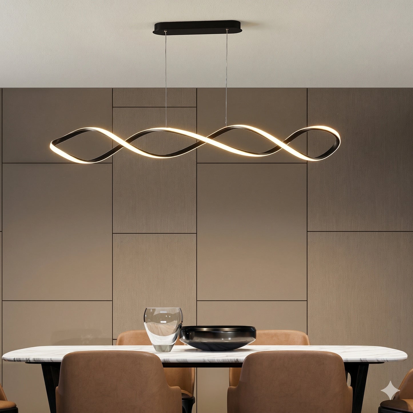 Elsewedy Chrome Modern LED Pendant Light - Adjustable Linear Hanging Fixture (23119-D01A)