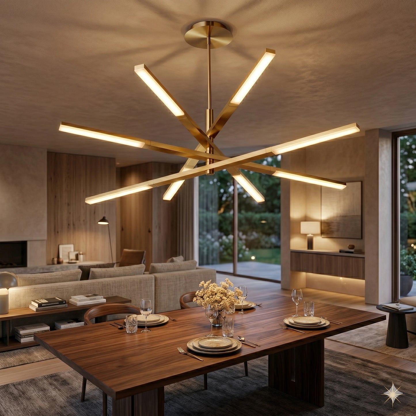 Elsewedy 85cm Gold Sputnik Chandelier - 8-Light Modern Nordic Aluminum Pendant (24020-GD)