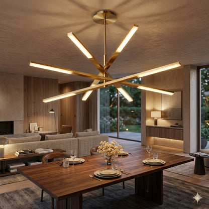 Elsewedy 85cm Gold Sputnik Chandelier - 8-Light Modern Nordic Aluminum Pendant (24020-GD)
