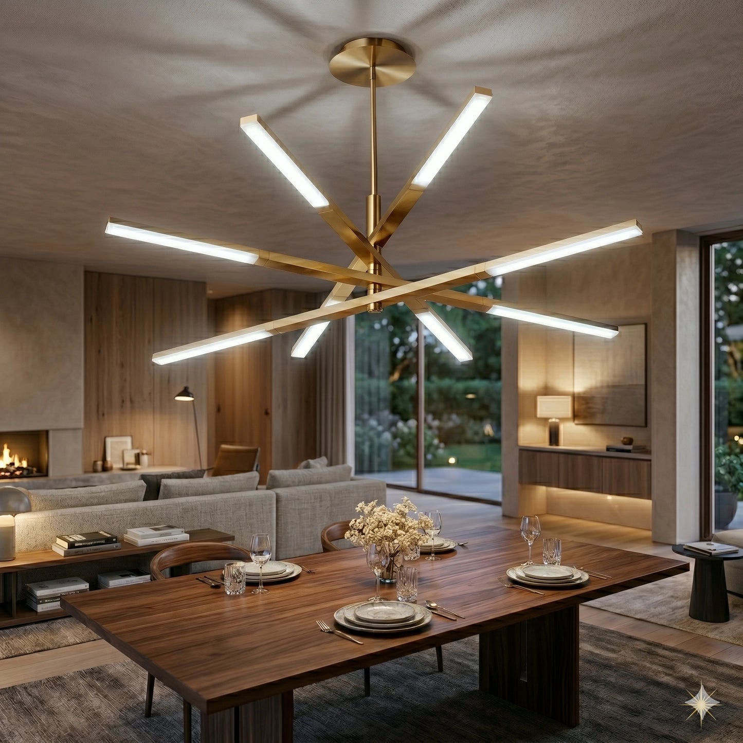 Elsewedy 85cm Gold Sputnik Chandelier - 8-Light Modern Nordic Aluminum Pendant (24020-GD)