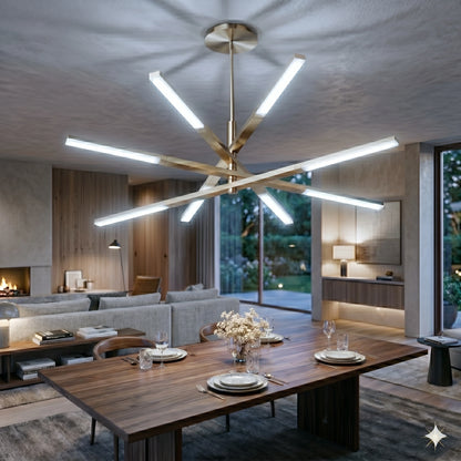 Elsewedy 85cm Gold Sputnik Chandelier - 8-Light Modern Nordic Aluminum Pendant (24020-GD)