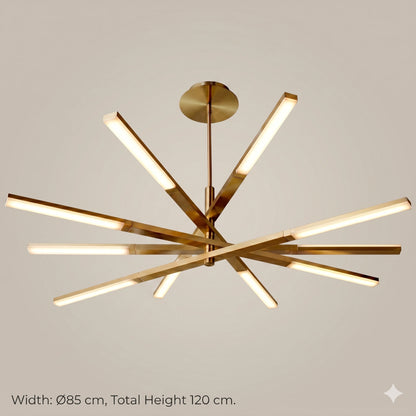 Elsewedy 85cm Gold Sputnik Chandelier - 8-Light Modern Nordic Aluminum Pendant (24020-GD)