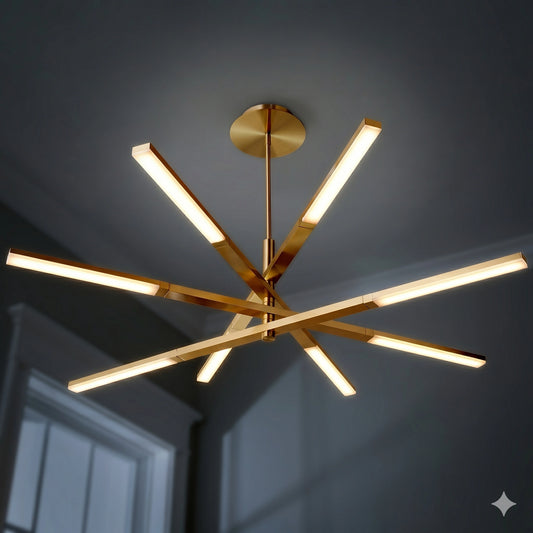 Elsewedy 85cm Gold Sputnik Chandelier - 8-Light Modern Nordic Aluminum Pendant (24020-GD)
