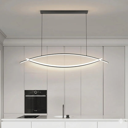 Elsewedy Black Arch LED Chandelier - Modern Curved Pendant Light for High Ceilings (24021-BL)