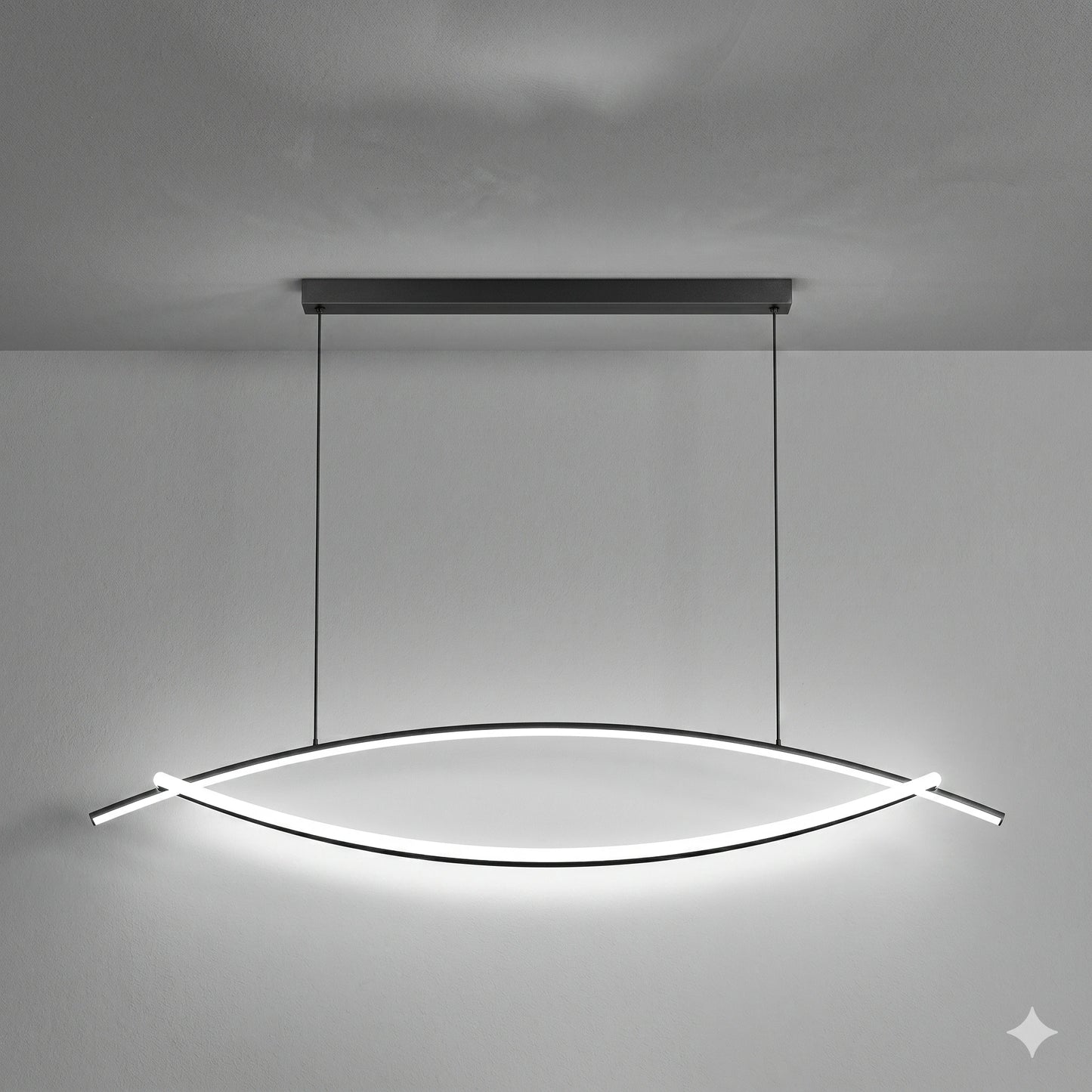 Elsewedy Black Arch LED Chandelier - Modern Curved Pendant Light for High Ceilings (24021-BL)
