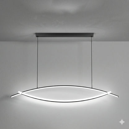Elsewedy Black Arch LED Chandelier - Modern Curved Pendant Light for High Ceilings (24021-BL)