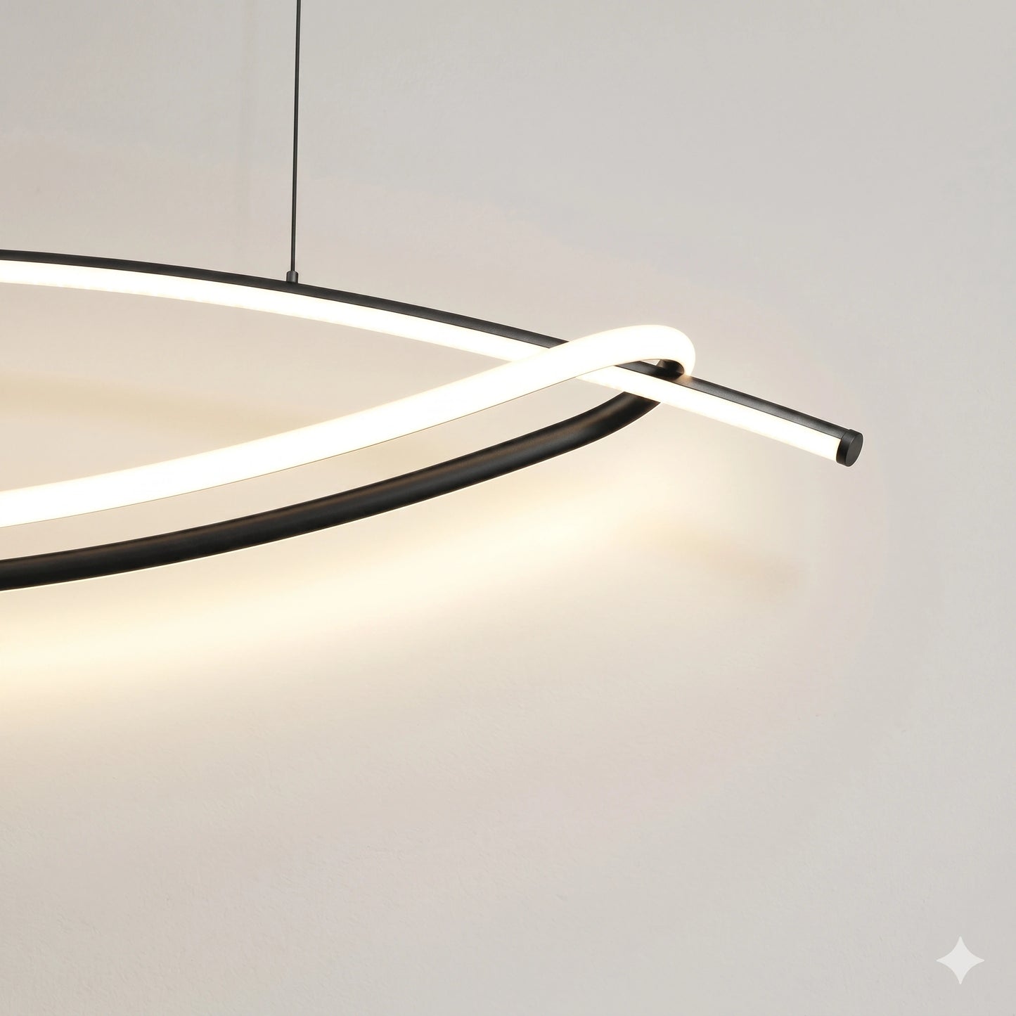 Elsewedy Black Arch LED Chandelier - Modern Curved Pendant Light for High Ceilings (24021-BL)